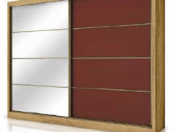 Roupeiro Madmarcs Sevilha 100% MDF 2 Portas Amendoa/Turquesa/Bordo 1 Porta com Espelho