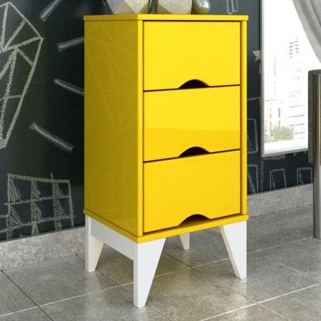 Mesa de Cabeceira Twister 3 Gav. Amarelo