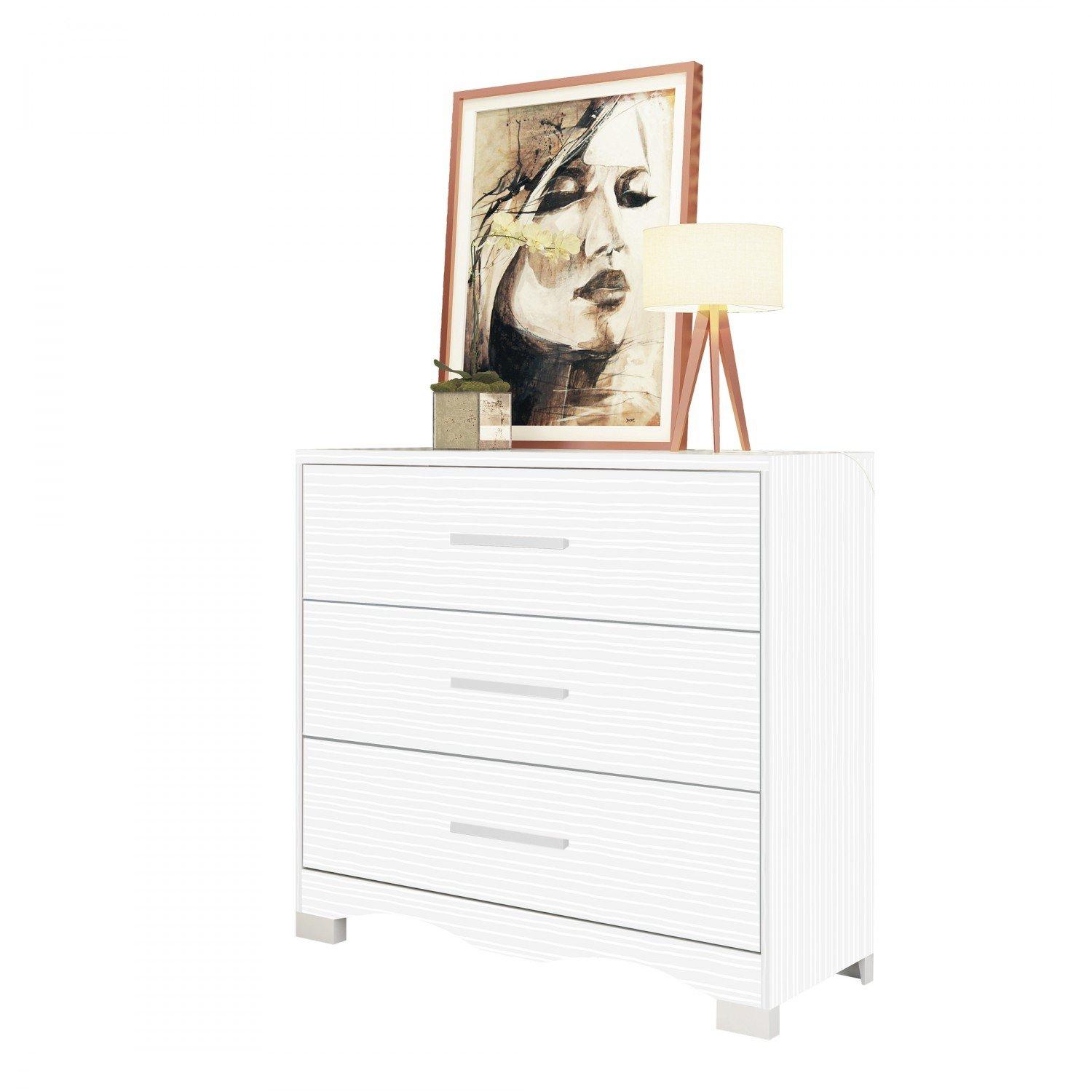 Cômoda Florença 3 Gavetas Branco - Imagem 2