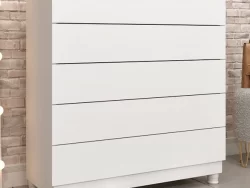 Cômoda Premium 5 Gavetas Com Pés Neve