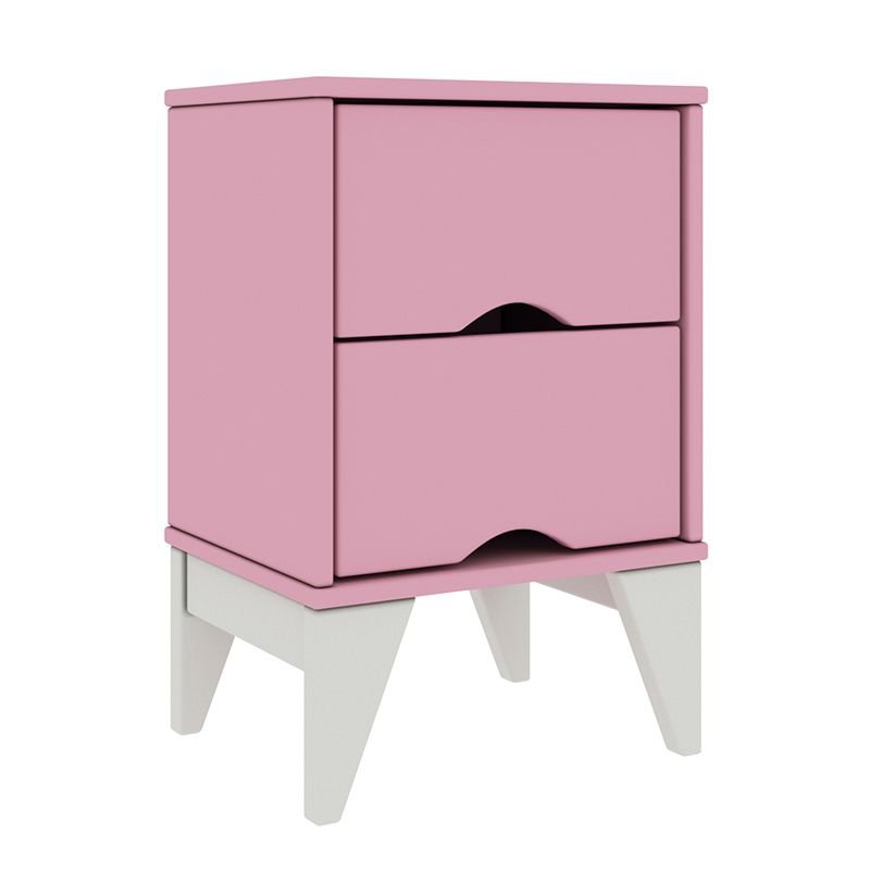 Mesa de Cabeceira Twister 2 Gav. Rosa/Branco - Imagem 2