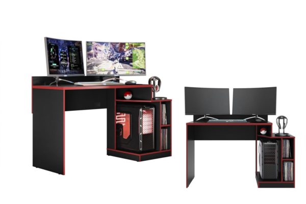 Mesa Computador Gamer Play Preto Fosco/Vermelho - Image 2