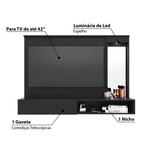 Painel Hit com Espelho Preta - Image 4