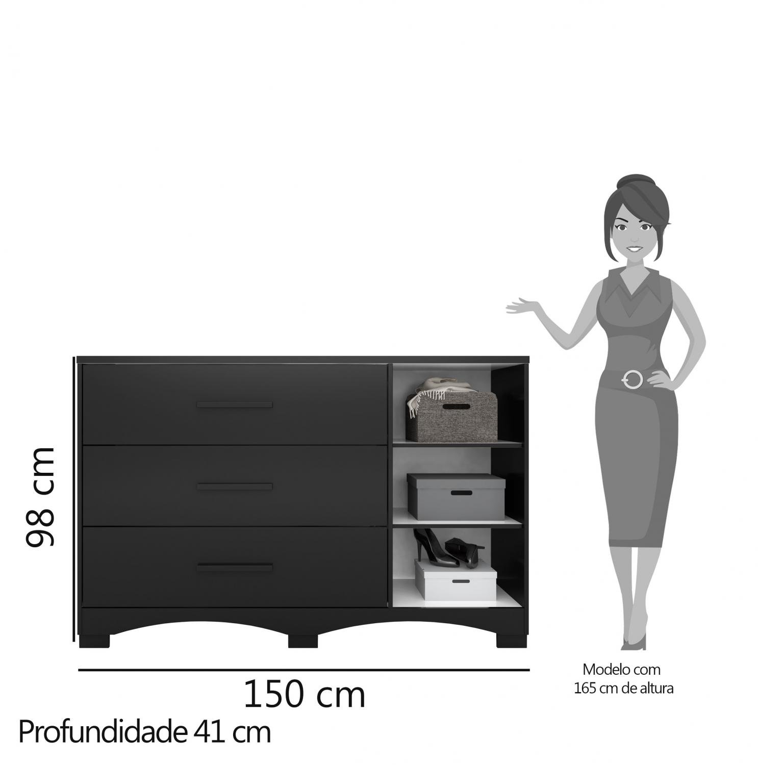 Cômoda Napoles Preta - Imagem 4