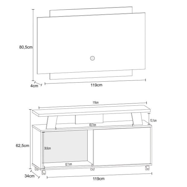 Rack +Painel Rivera Moccacino Rustico/ Natura Off White - Image 3
