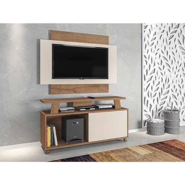 Rack + Painel Rivera Canelato Rustico/Natura Off White