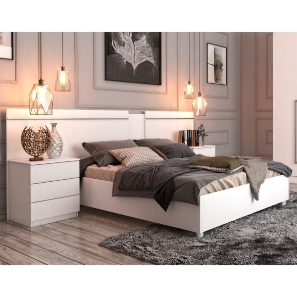 Painel Cabeceira Box Casal Verona 100% MDF  Casal/Queen Branca - Image 3