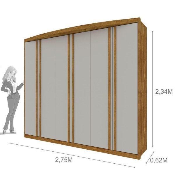 Roupeiro Madri 6 Portas Ipê Rustic /Off White 100% MDF - Image 6