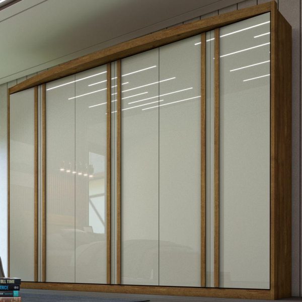 Roupeiro Madri 6 Portas Ipê Rustic /Off White 100% MDF