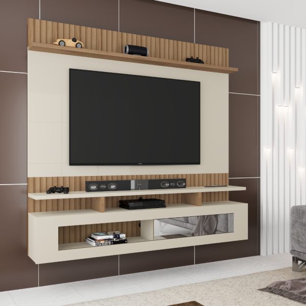 Painel Santiago  Canelato Rustico 3D Canelato/  Natura Off White