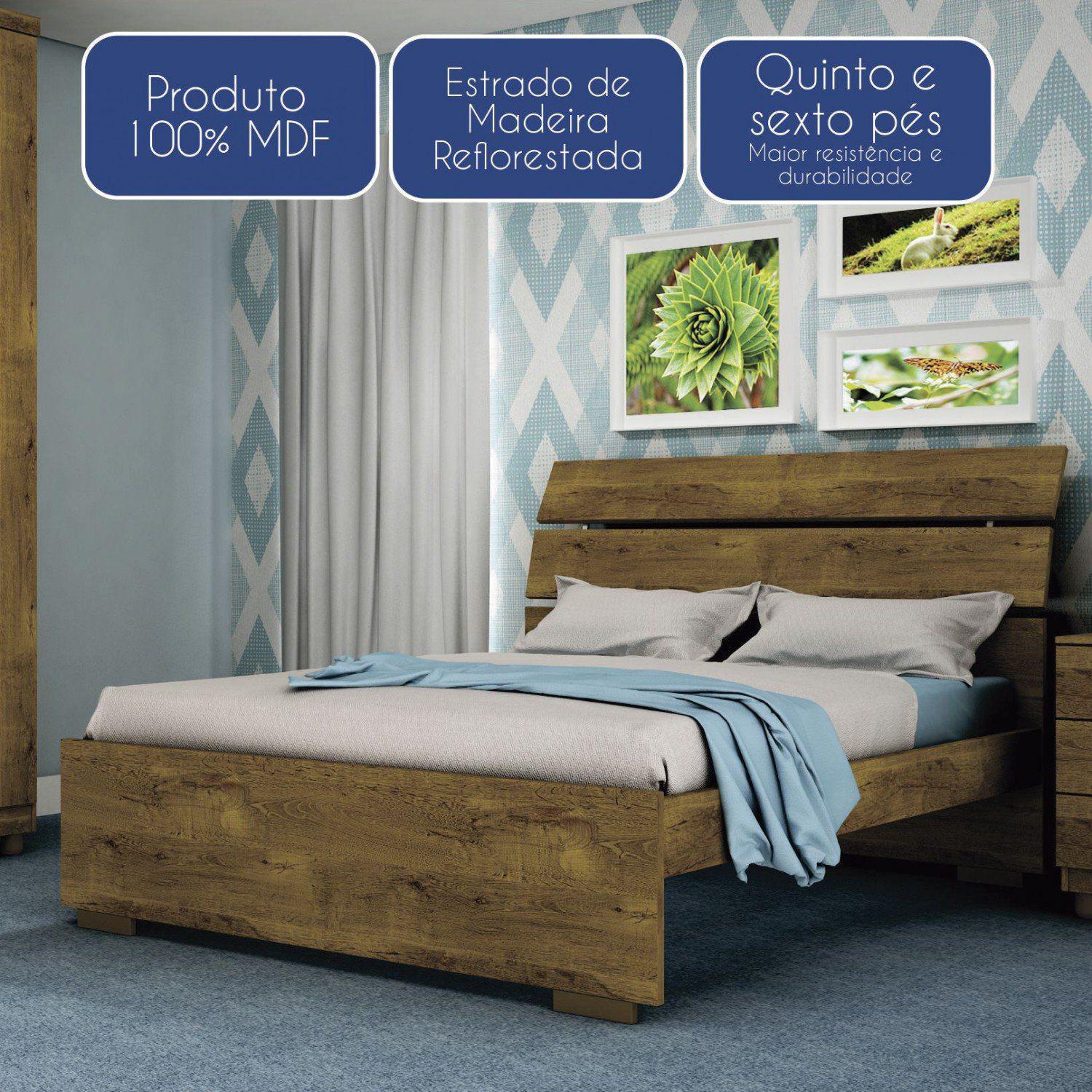 Cama Casal Premium Ipê Rustico 100% MDF - Imagem 5