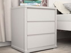 Mesa De Cabeceira Stillus 3 Gavetas  Branco Neve
