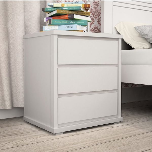 Mesa De Cabeceira Stillus 3 Gavetas  Branco Neve
