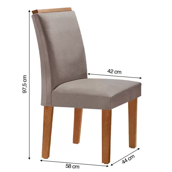 Mesa Qtar Cel Móveis 120x80 Com 4 Cadeiras Londres Cinamomo/Off - Image 2