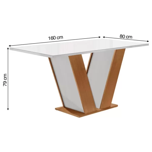 Mesa Qtar Cel Móveis 160x80 Com 6 Cadeiras Londres Cinamomo/Off - Image 3