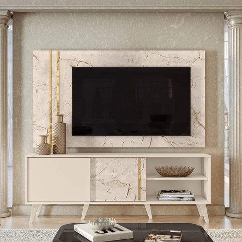 Combo Cronos Bancada + Painel Calacata/ Off White