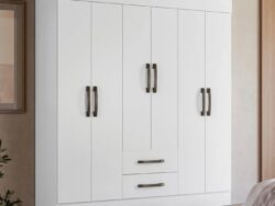 Roupeiro Luna 6 Portas 2 Gavetas Branco 100% MDF